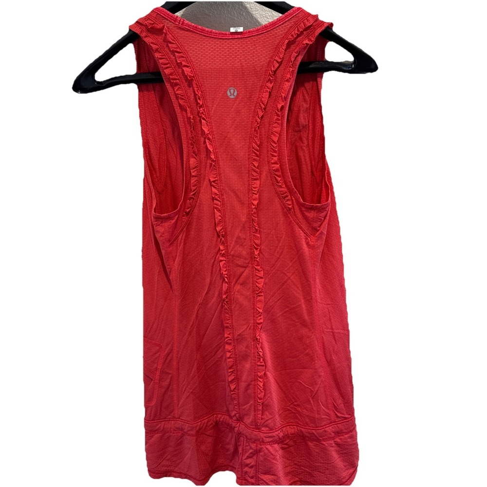Lululemon Tank Top Mind Over Matter Red Ruffle Size 4 Sleeveless Top Athletic